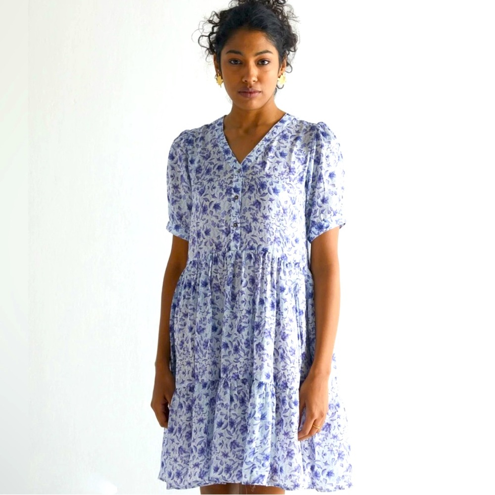 NWT Madewell x Reistor Look on the Bright Side Dress; Purple Porcelain Print